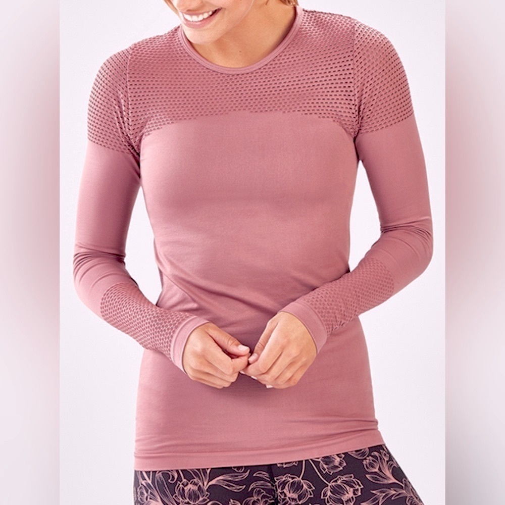 Fabletics Seamless Long Sleeve Top Musetta Charisma Dusty Rose Gym jogging S